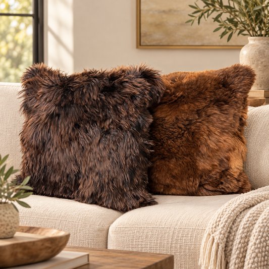 Baby Alpaca Fur Pillow 20x20 (brown Collection)