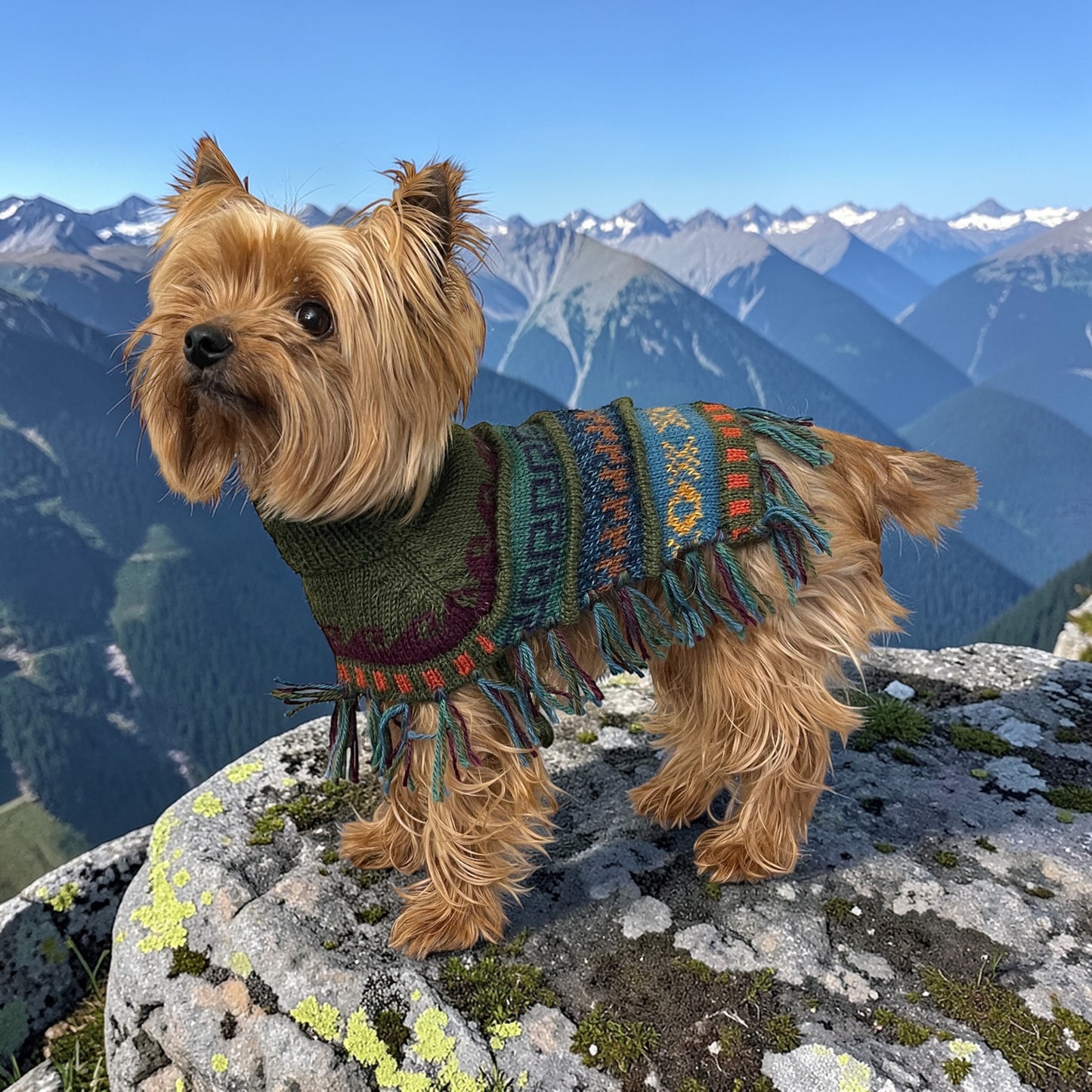 Military Green Alpaca Dog Poncho – Handmade in Peru (Sizes XX0–8)