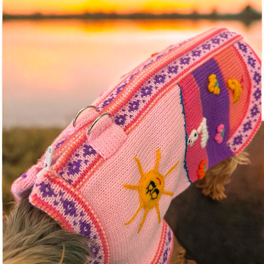 BABY PINK Handmade Peruvian Dog Sweater (ALL SIZES)