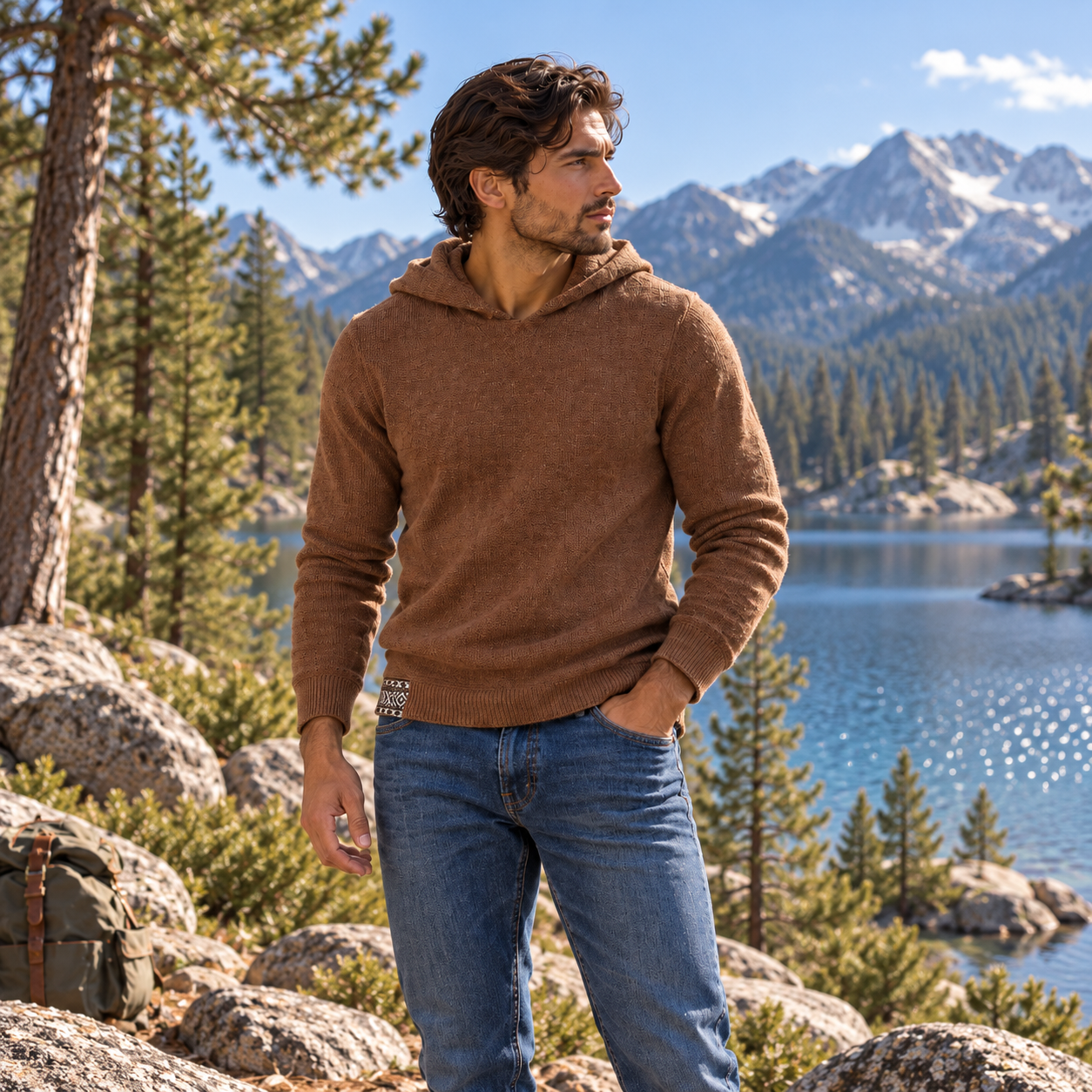 Luxury Baby Alpaca Hoodie – Heat Regulating Designer Outdoor Sweater for Men