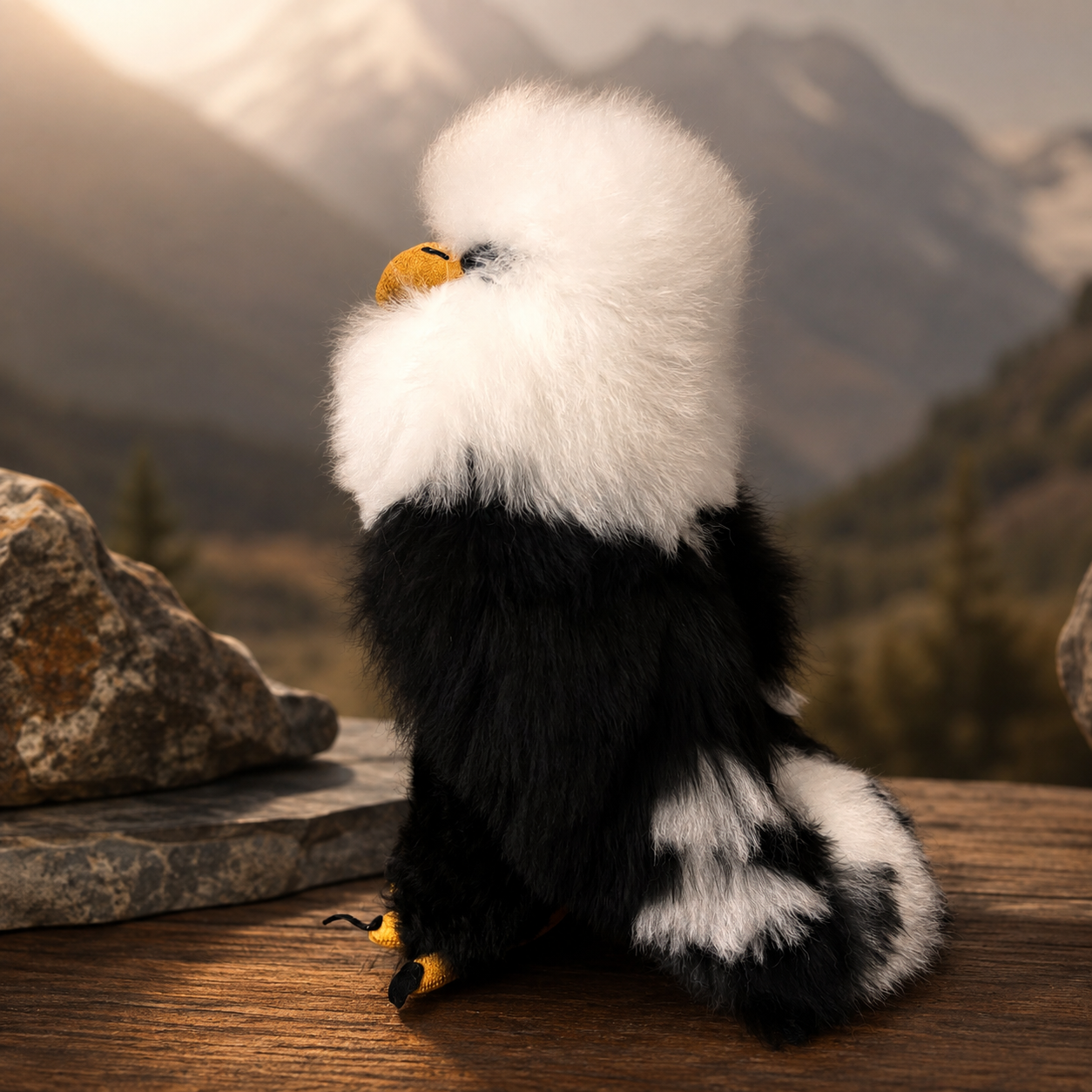 Handmade Baby Alpaca Fur Eagle Stuffed Animal – 12" Luxury Plush Gift