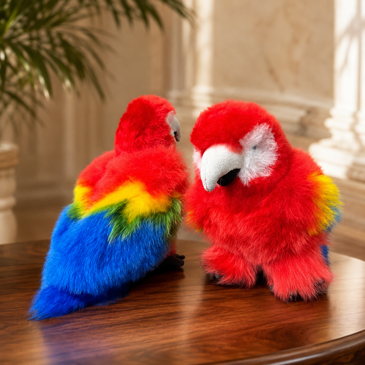 Luxury Scarlet Macaw Stuffed Animal – Handmade Baby Alpaca Fur Plush from Peru