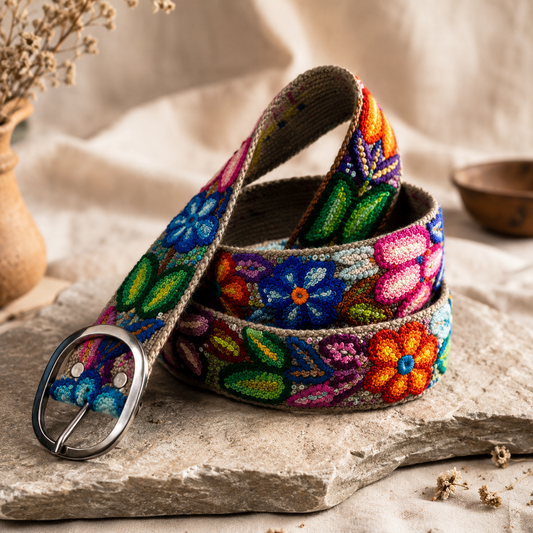 Hand-Embroidered Alpaca Belt – SIZE XL