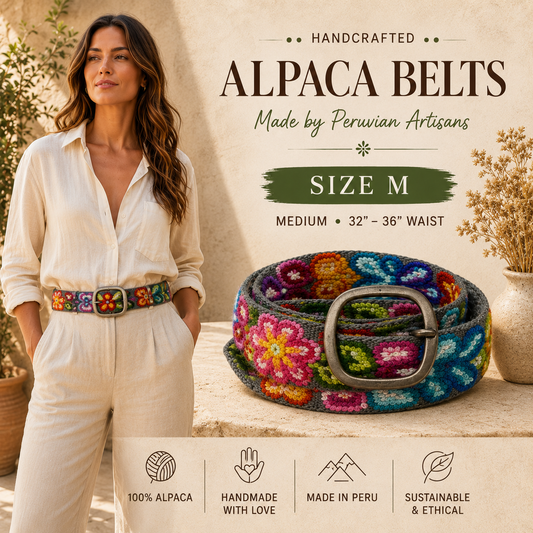Hand-Embroidered Alpaca Belt – SIZE M
