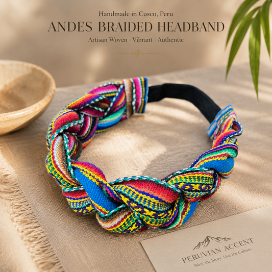Handmade Peruvian Braided Headband | Artisan Woven Boho Hair Band from Cusco Peru | Women's Bohemian Hair Accessory