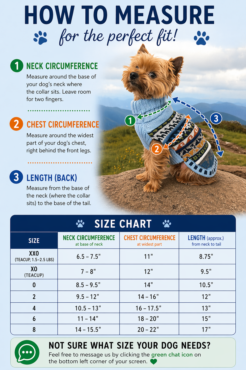 Coastal SKY BLUE Nazca Alpaca dog sweater (Size XX0-8)