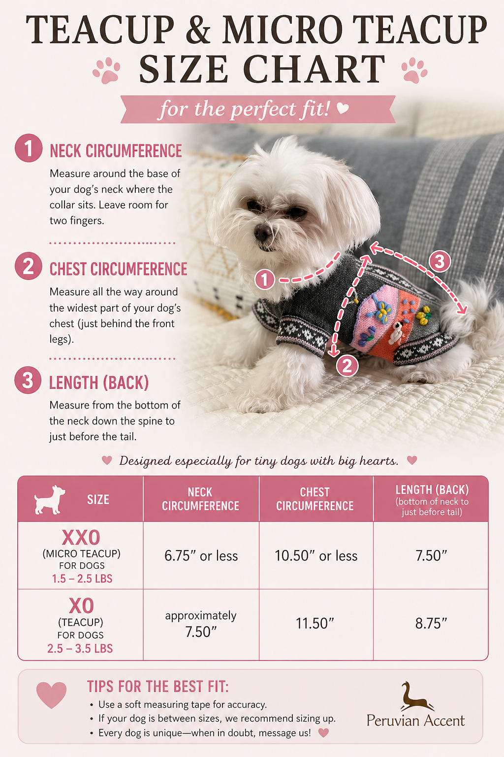 Luxury Teacup Dog Sweater | Handmade Peruvian Puppy Sweater