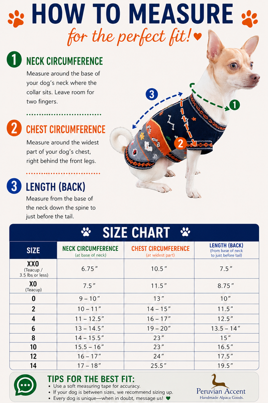 HARLEY COLOR Handmade Peruvian Dog Sweater All Sizes (XX0-14)