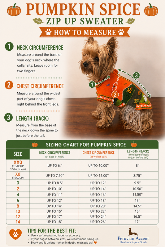 PUMPKIN SPICE Doggie Sweater Handmade Zip Up The Back Design.