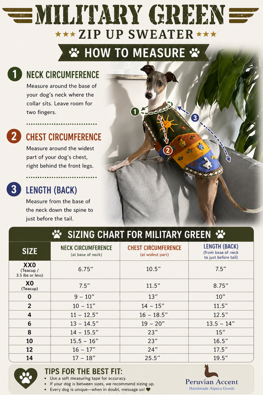 MILITARY GREEN Dog Sweater All Sizes (XX0-14)