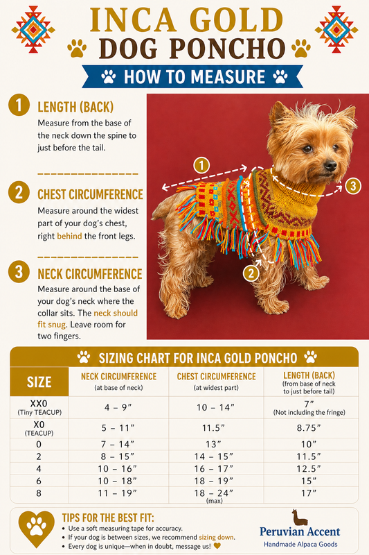 INCA GOLD Alpaca dog poncho (sizes X0-8)