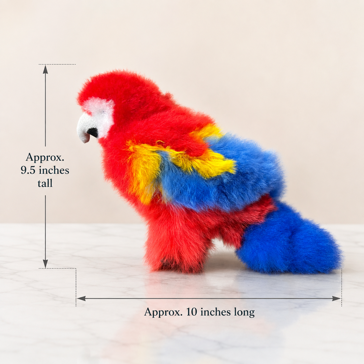 Luxury Scarlet Macaw Stuffed Animal – Handmade Baby Alpaca Fur Plush from Peru