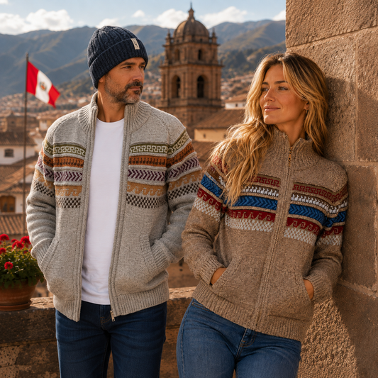 CUSCO ZIP UP STYLE ALPACA SWEATER (UNISEX)