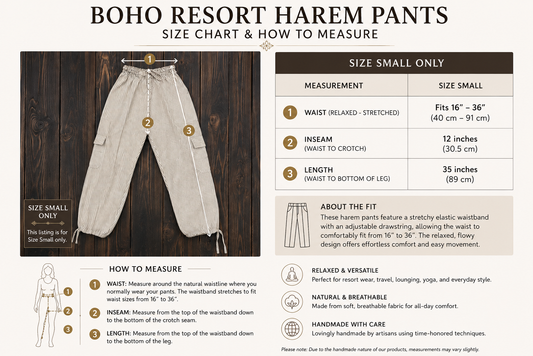 Luxury Boho Resort Harem Pants | Size Small Coastal Lounge Pants