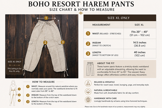 Luxury Boho Resort Harem Pants | Size XL Coastal Lounge Pants
