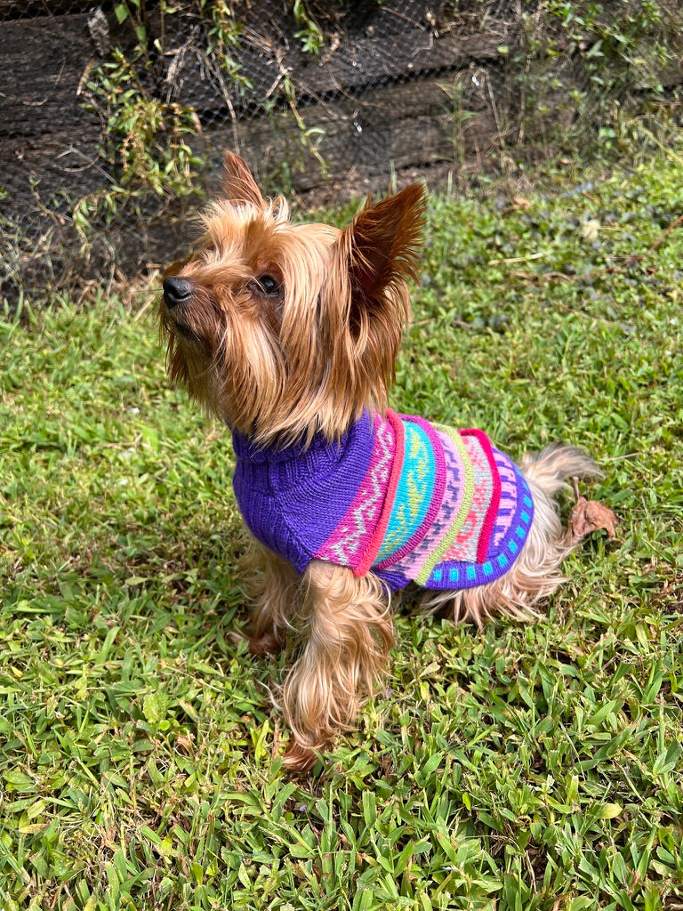 NAZCA Alpaca dog sweater, ROYAL PURPLE (Size XX0-8)