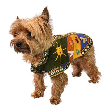 MILITARY GREEN Handmade Peruvian Dog Sweater All Sizes (X0-14)