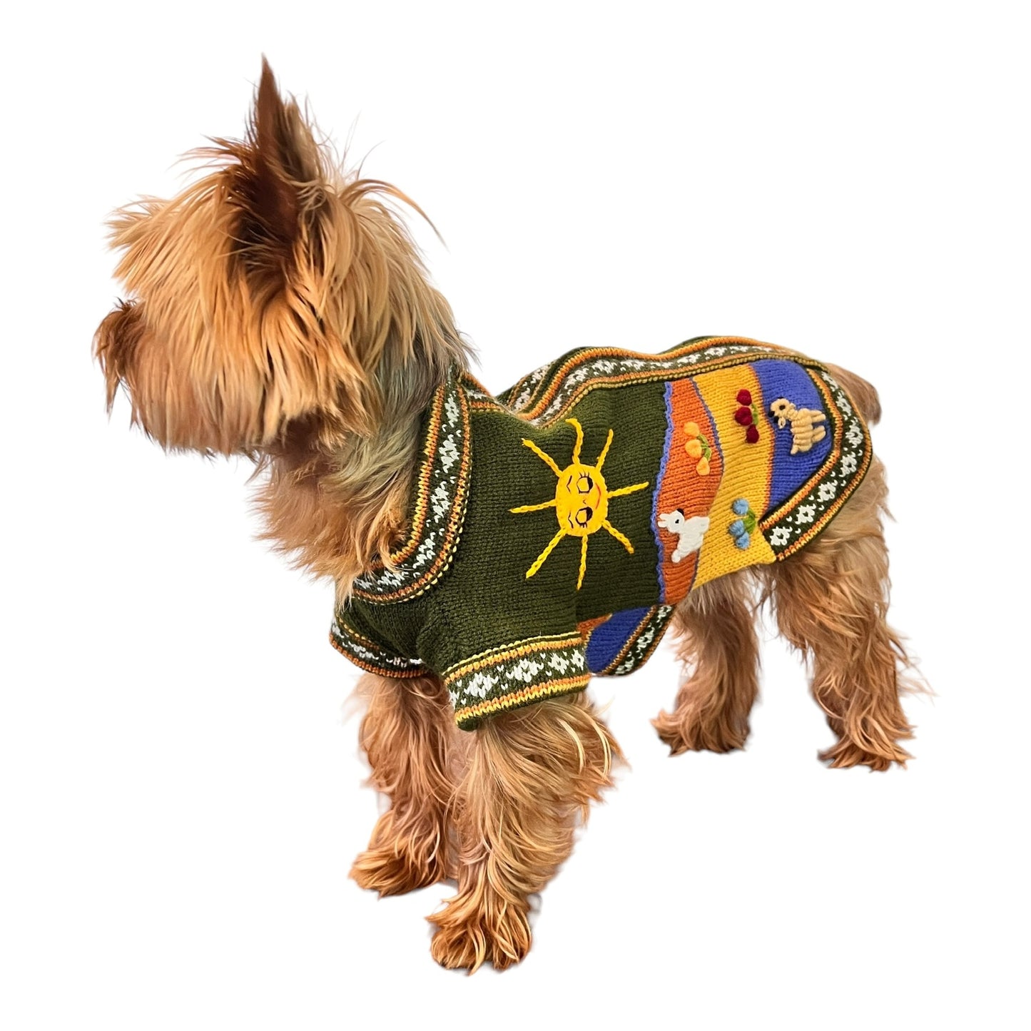 MILITARY GREEN Handmade Peruvian Dog Sweater All Sizes (X0-14)