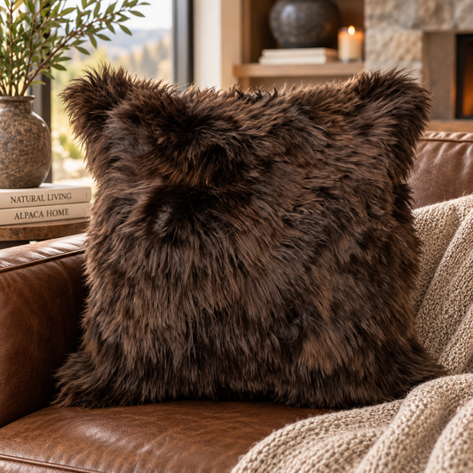 Baby Alpaca Fur Pillow 20x20 (brown Collection)