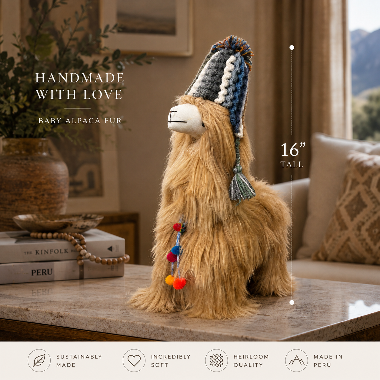 Giant Baby Suri Alpaca Fur Llama — 16” Artisan Collection