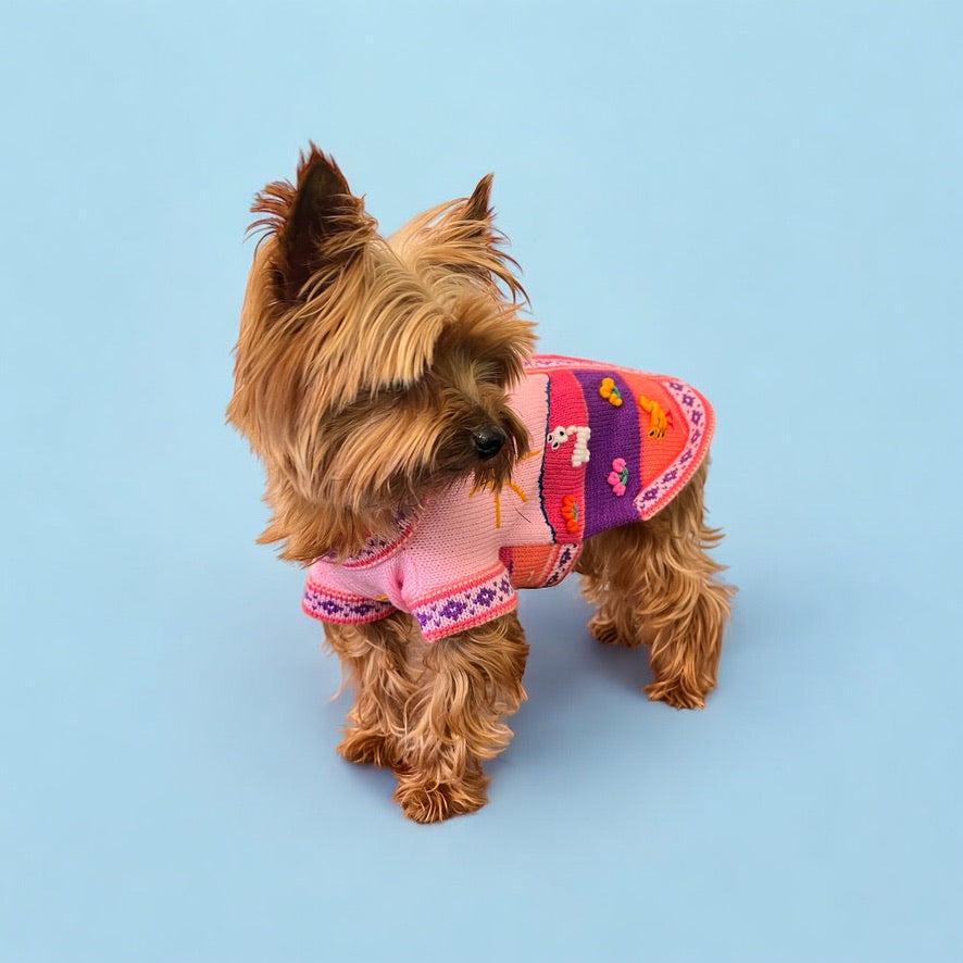 BABY PINK Handmade Peruvian Dog Sweater (ALL SIZES)