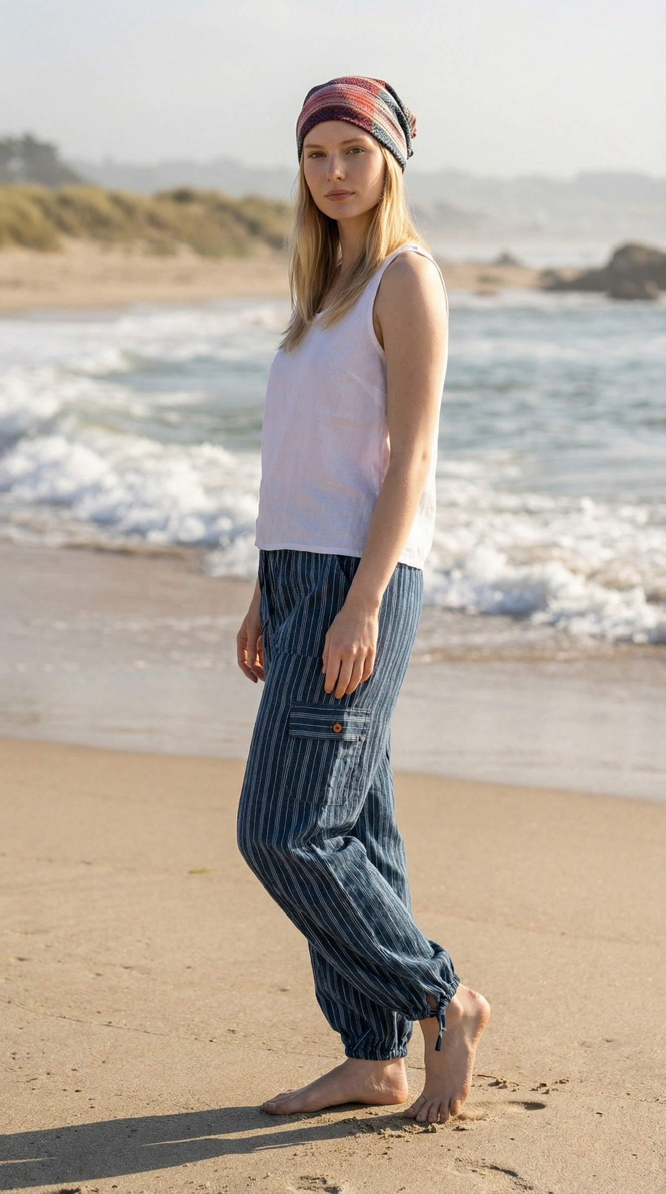 Luxury Boho Resort Harem Pants | Size Large Coastal Lounge Pants