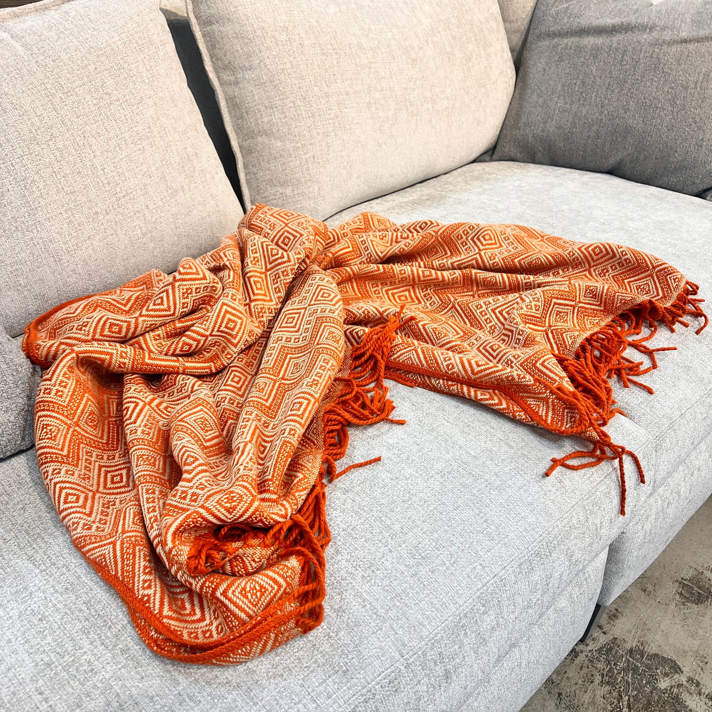 Terracotta Reserve Alpaca Throw Blanket (Beige & Orange)
