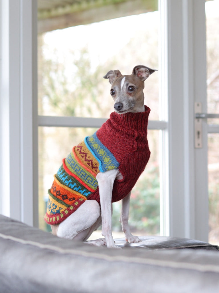 Inca Red Nazca Alpaca dog sweater (Size XX0-8)