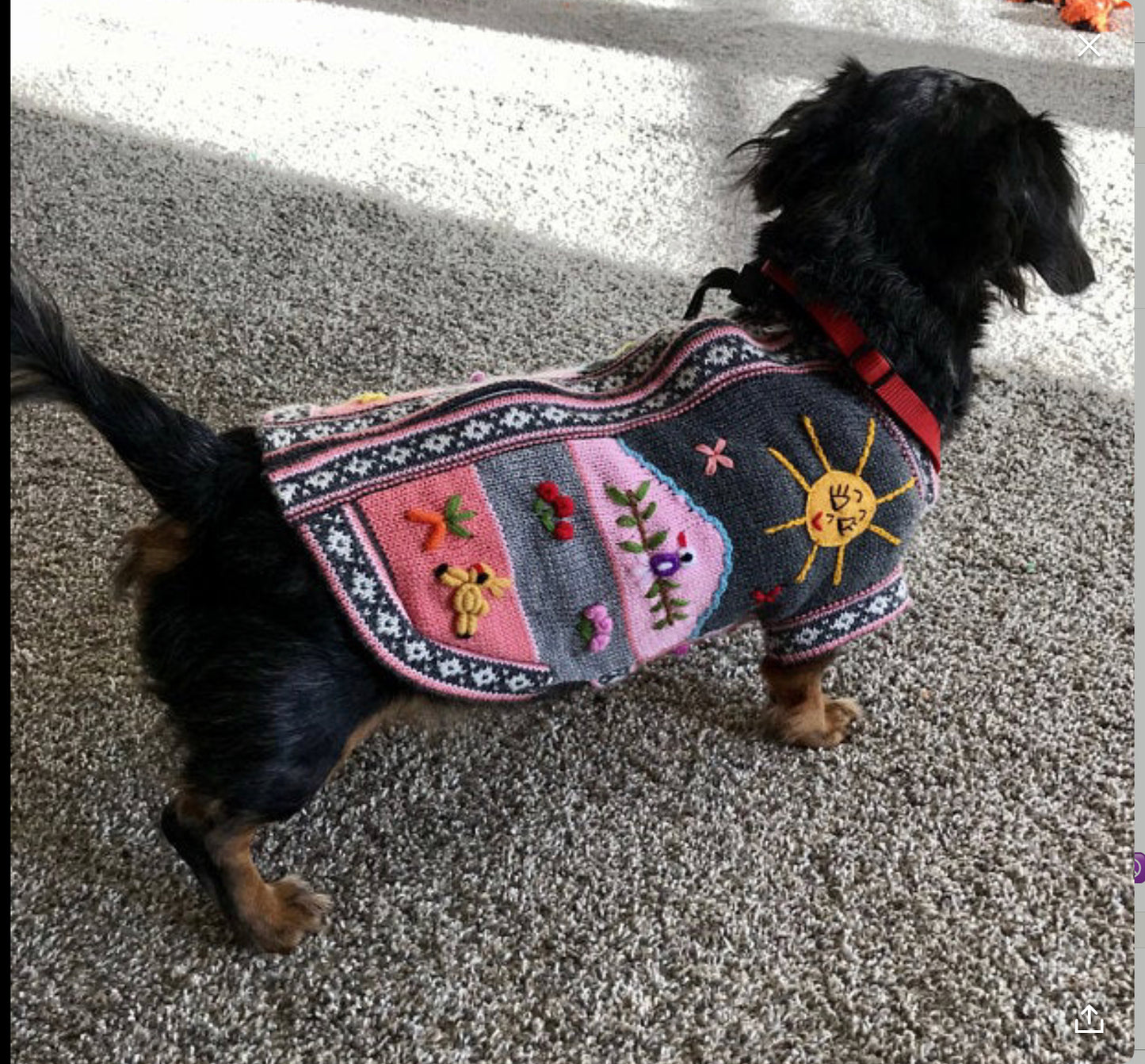 Gray and Pink Handmade Peruvian Dog Sweater