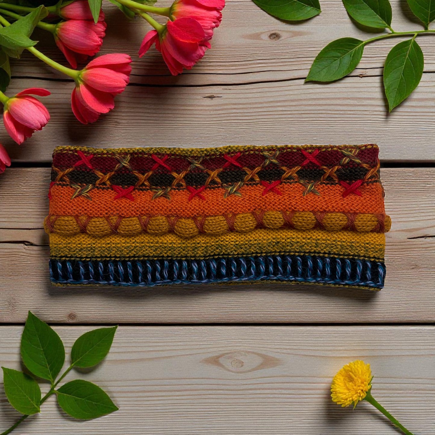 Peruvian Handmade reversible alpaca headbands