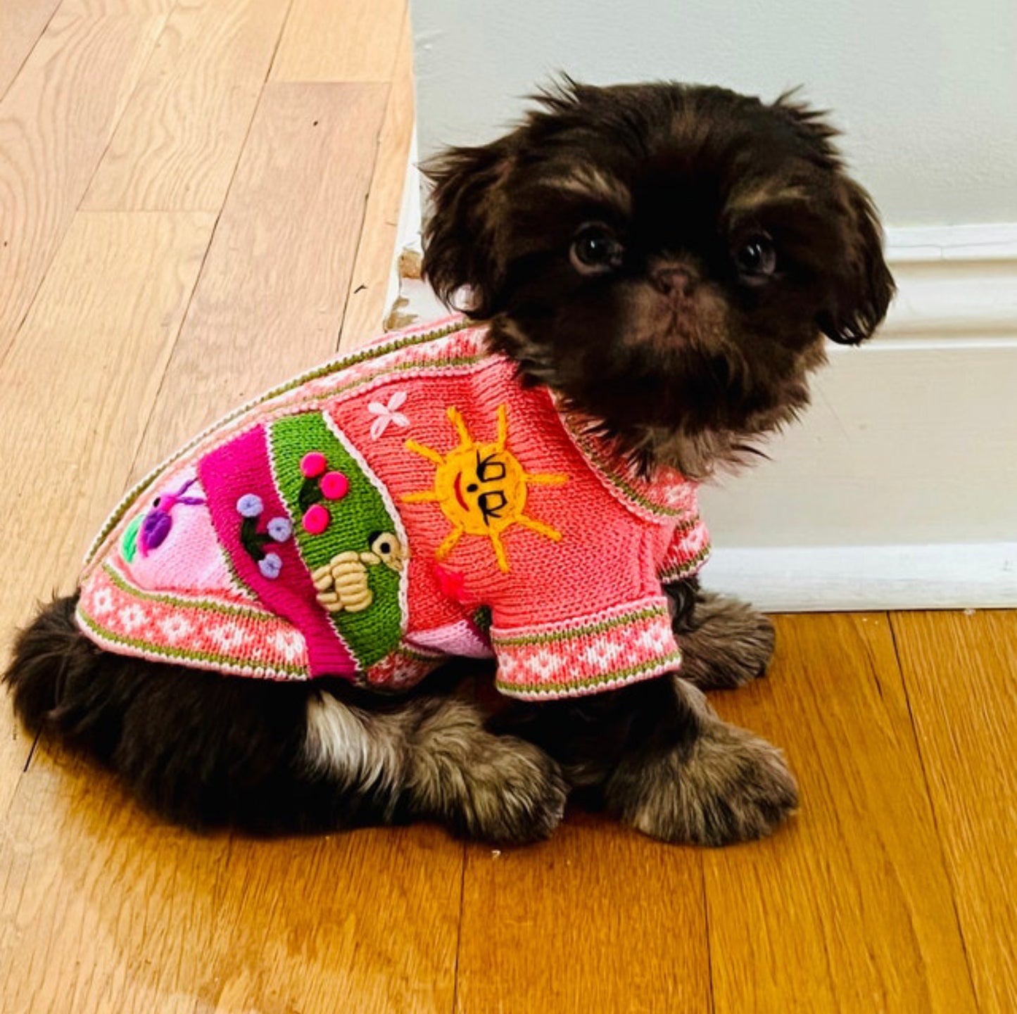 CORAL PINK zip up dog sweater (sizes X0-8)