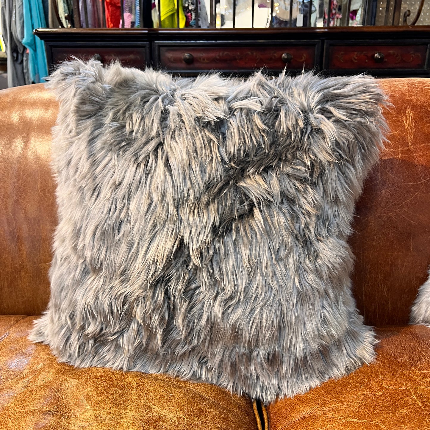 Luxury Baby Alpaca Fur Pillow | 20x20 Handmade Accent Pillow | Ultra Soft Hypoallergenic Home Décor | Silver, Gray & Taupe