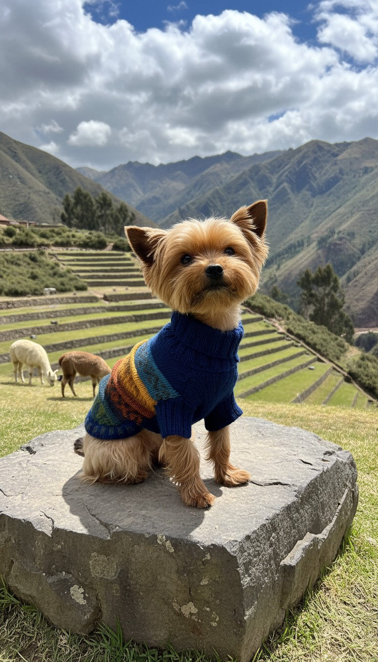 NAVY BLUE QUARTER SLEEVE DOG SWEATER