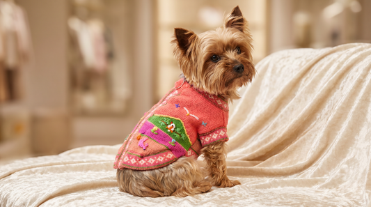 Luxury Coral Pink Handmade Dog Sweater | Artisan Peruvian Dog Clothes for Yorkies, Small & Medium Dogs (sizes XX0-14)