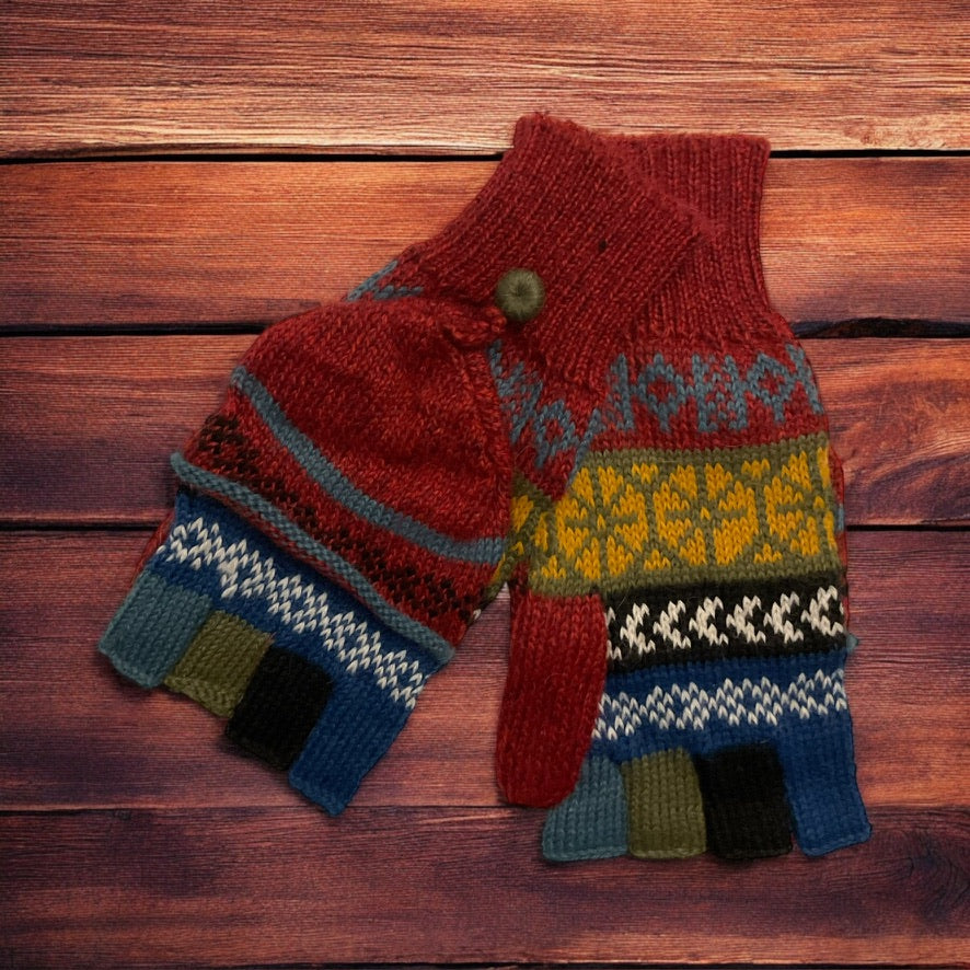 HANDMADE ALPACA FLIPBACK MITTEN GLOVES