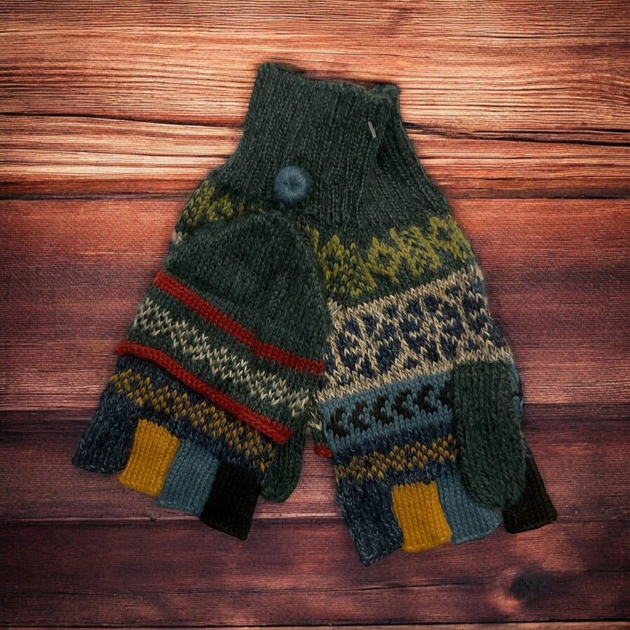 HANDMADE ALPACA FLIPBACK MITTEN GLOVES