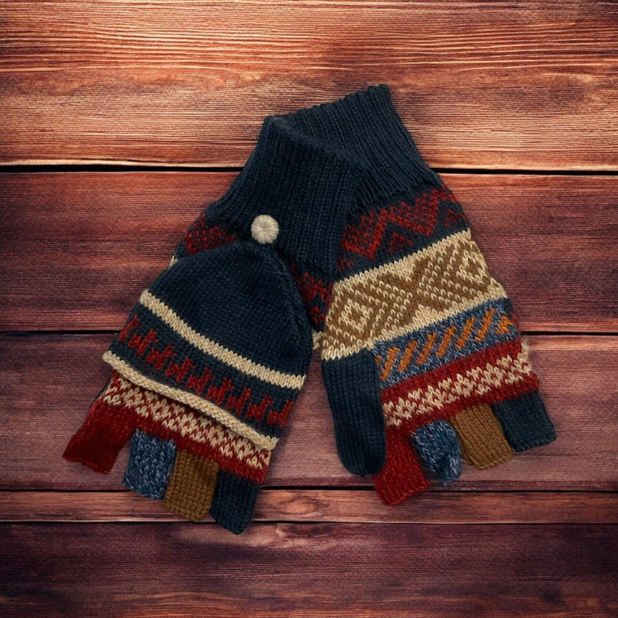 HANDMADE ALPACA FLIPBACK MITTEN GLOVES