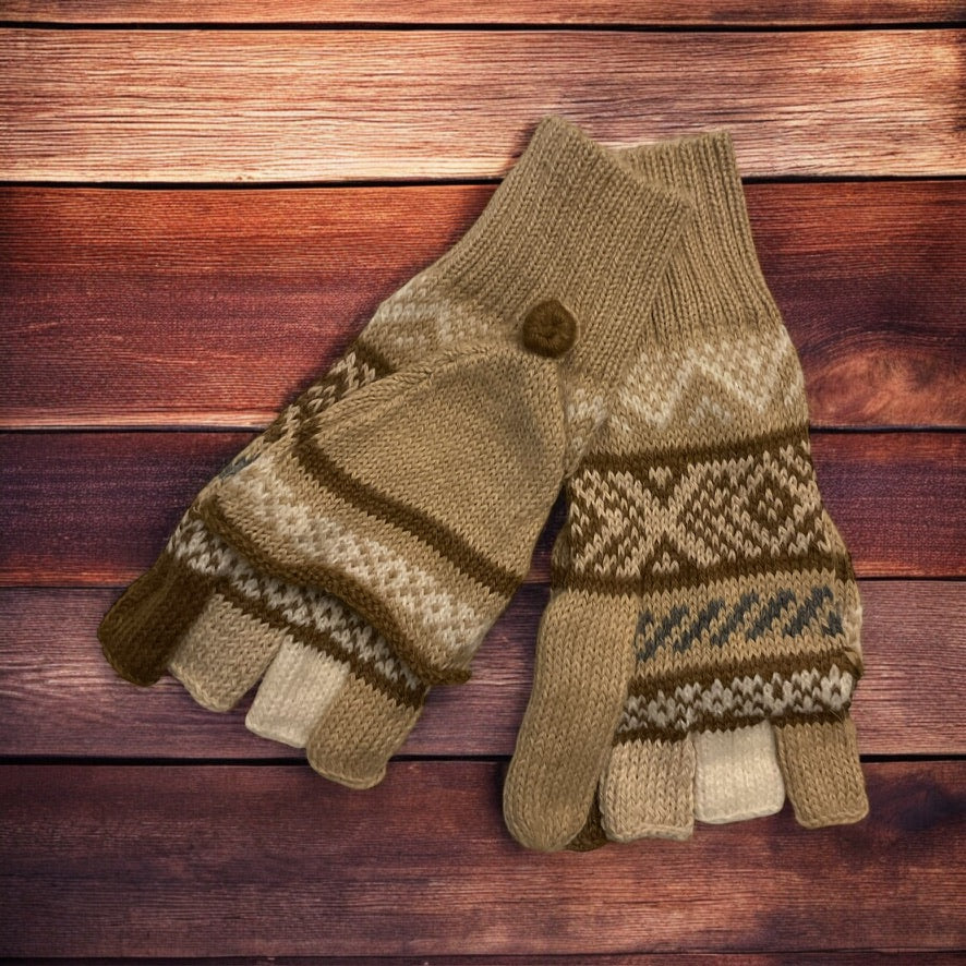 HANDMADE ALPACA FLIPBACK MITTEN GLOVES