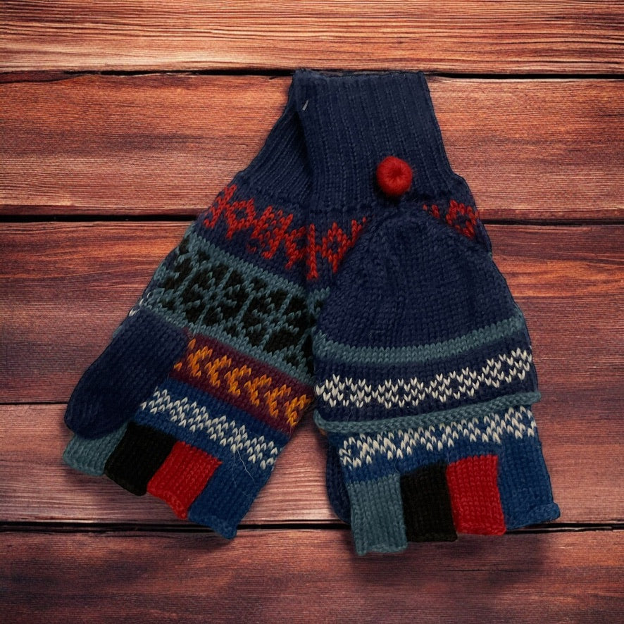 HANDMADE ALPACA FLIPBACK MITTEN GLOVES