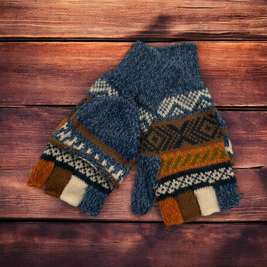 HANDMADE ALPACA FLIPBACK MITTEN GLOVES