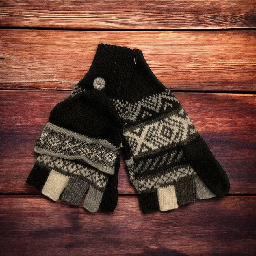 HANDMADE ALPACA FLIPBACK MITTEN GLOVES