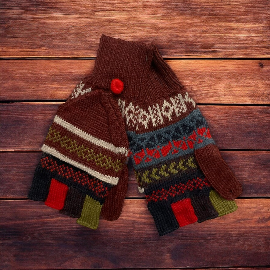 HANDMADE ALPACA FLIPBACK MITTEN GLOVES