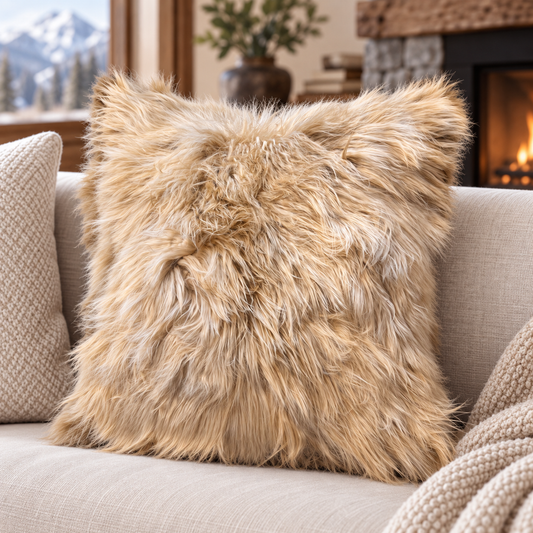 Baby Alpaca Fur Pillow 20x20 (BEIGE)