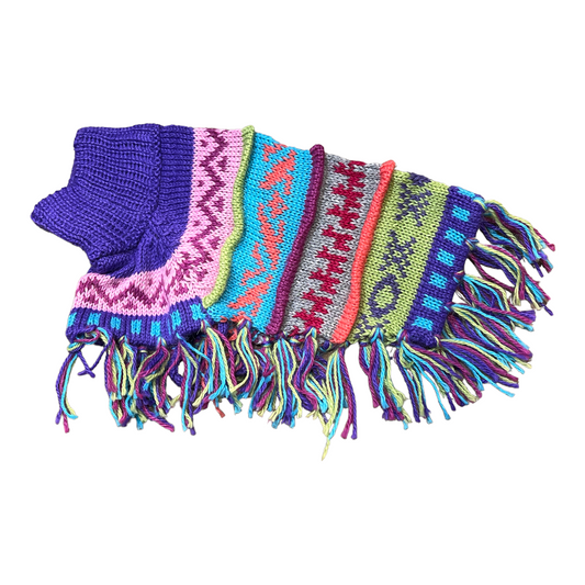 ROYAL PURPLE Alpaca dog poncho (sizes X0-8)