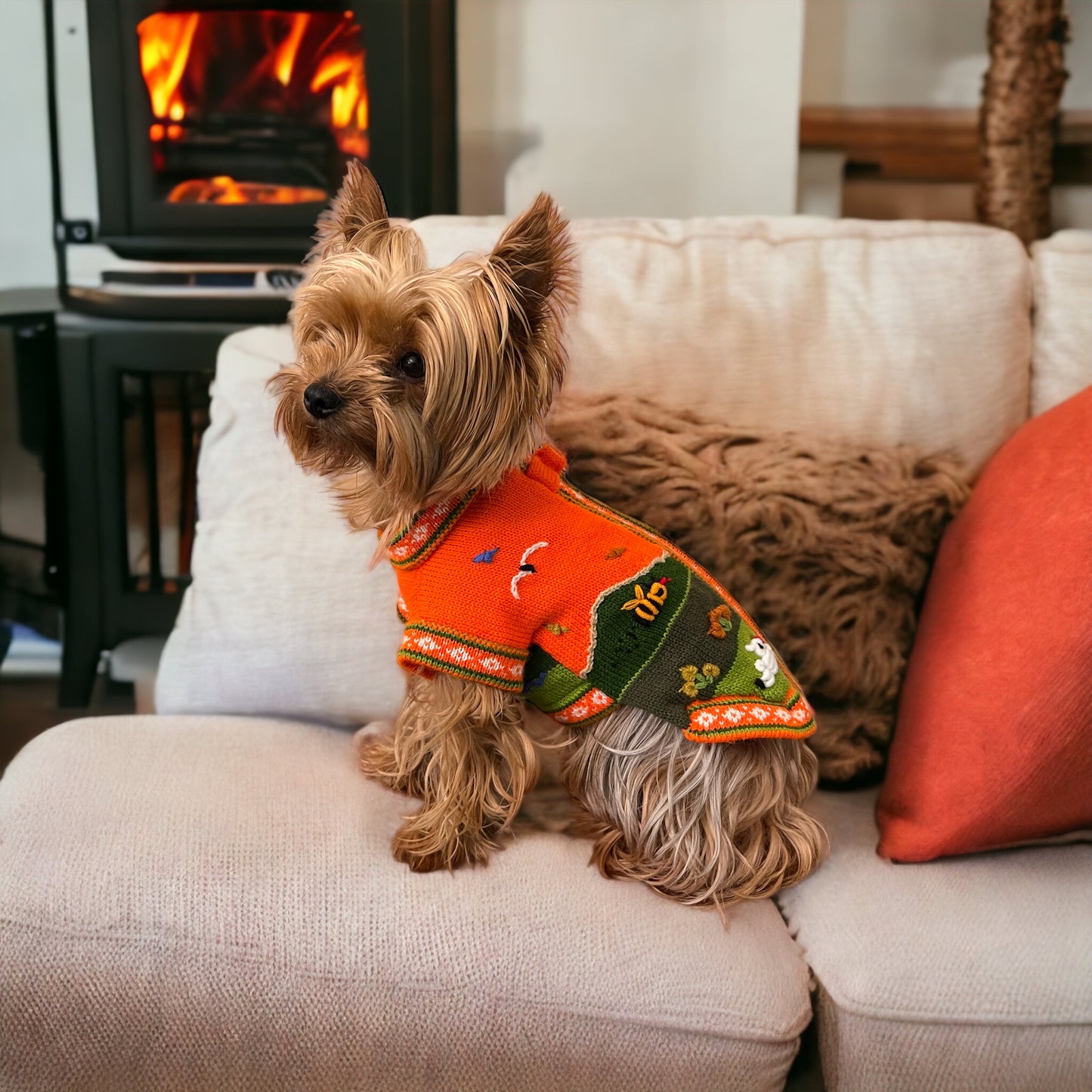 pumpkin spice Size XX0 dog sweater, Zip Up style for tiny dogs 2.5-3.5lbs. (all colors)