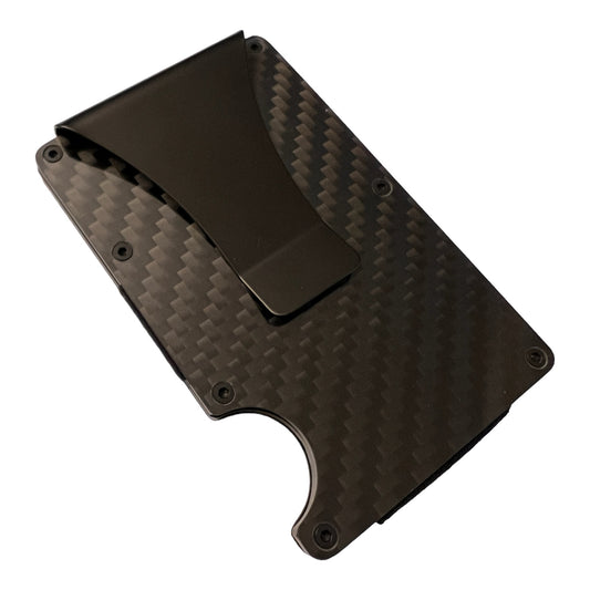 Black Carbon RFID blocking slim wallet.