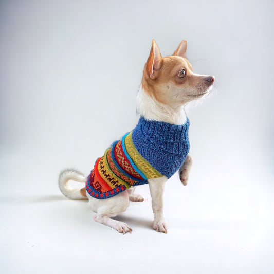 NAZCA Alpaca dog sweater BLUE PURPLE TWEED (Size XX0-8)