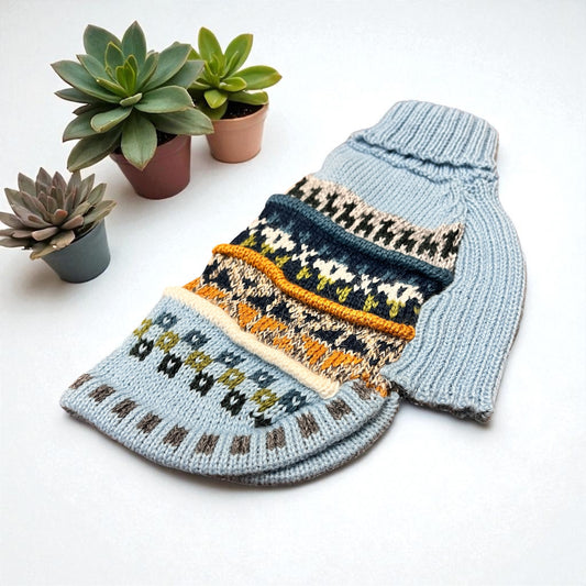 Coastal SKY BLUE Nazca Alpaca dog sweater (Size XX0-8)
