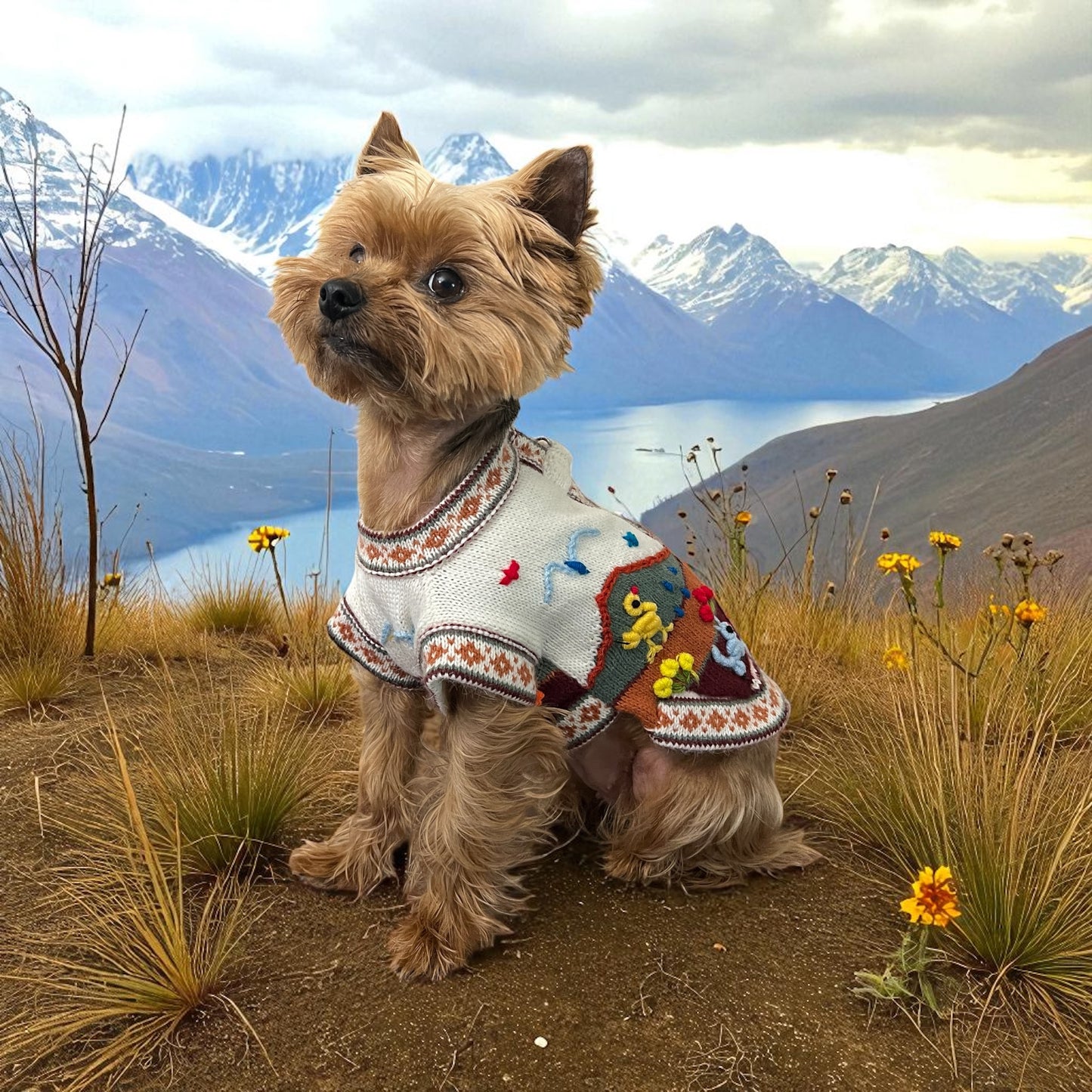 Royal BONE color Zip UP  Dog Sweater All Sizes (XX0-14)