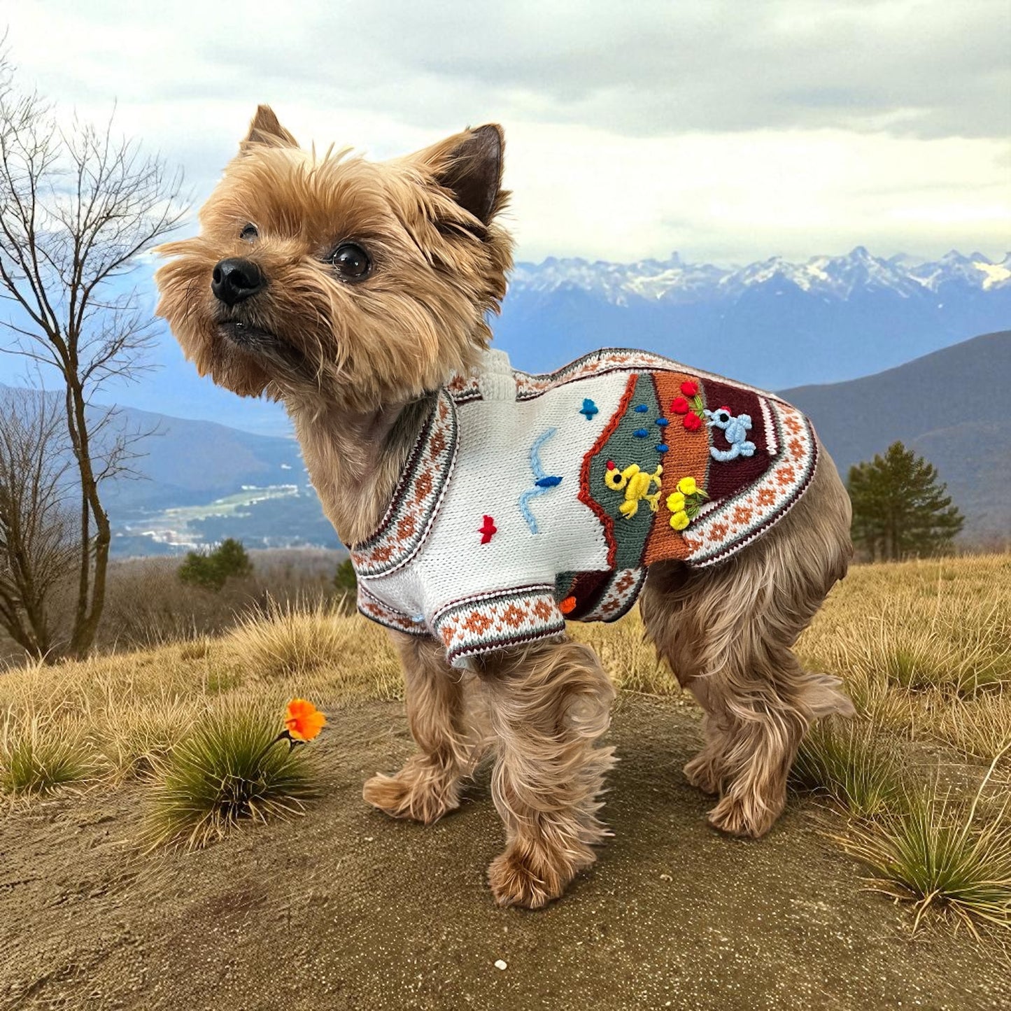 Royal BONE color Zip UP  Dog Sweater All Sizes (XX0-14)